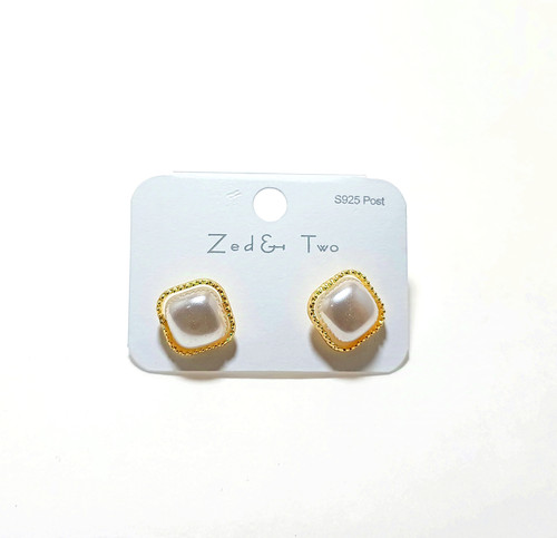 گوشواره مروارید مربعی